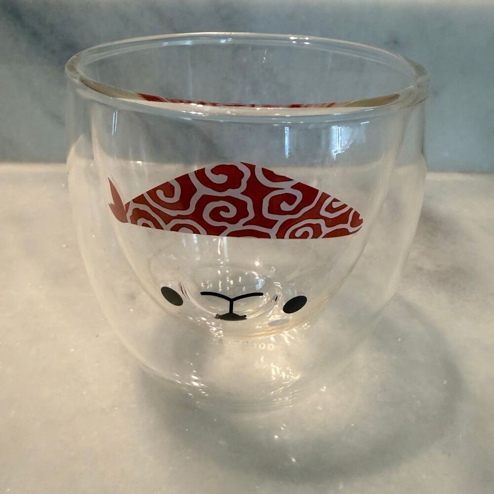Goodglass Clear 3D Shiba Inu Red Scarf Double-Walled Insulated Glass Coffee Mug - Picture 6 of 7